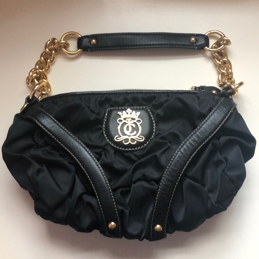 Juicy Couture black bag with thick gold chain